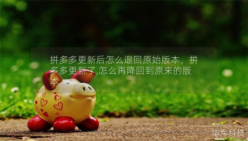 拼多多更新后怎么退回原始版本，拼多多更新了,怎么再降回到原來的版本