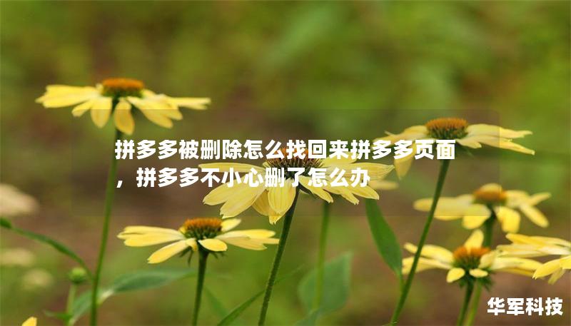 拼多多被刪除怎么找回來拼多多頁面，拼多多不小心刪了怎么辦